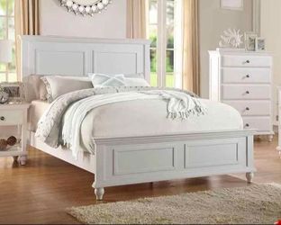 White Wood Panel Bed Frame