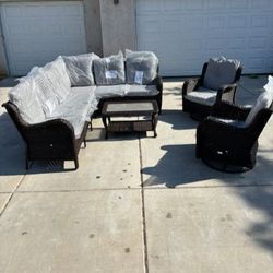 Beautiful L-shaped Patio Furniture Set With Patio Swivel Chairs Patio Rocking Chairs Brand New ✈️🆕🆕✈️🚛🚚