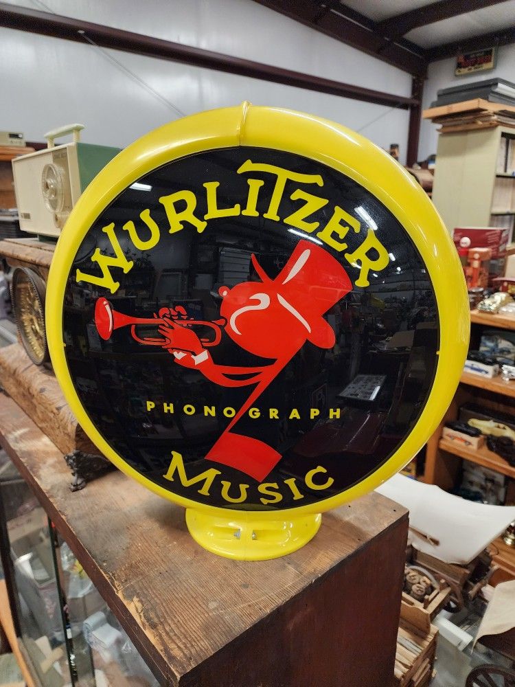 Wurlitzer Phonograph Music Jukebox Novelty Gas Pump Lighted Globe Sign