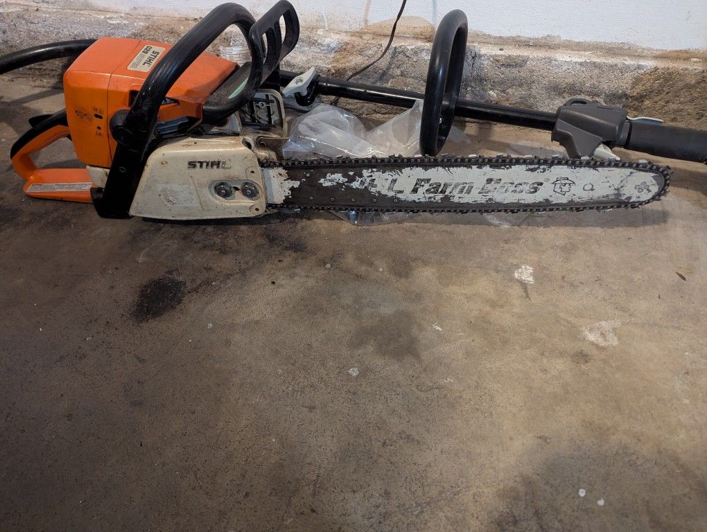 Stihl Farm boss Chainsaw And Ryobi Trimmer Lot