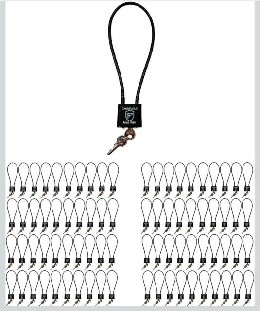 (New Factory Sealed) Box of 100 pieces, Cable Gun Locks with Keys Hunting Sports Keyed Alike 15" Cable Gun Safe Lock CA DOJ Approved for Pistols, H,All Products : American Fashion Style Bags On Sale