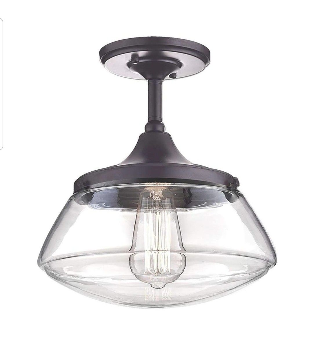 CLAXY Ecopower Vintage Metal Glass Ceiling Light 1-Lights Pendant Lighting Chandelier