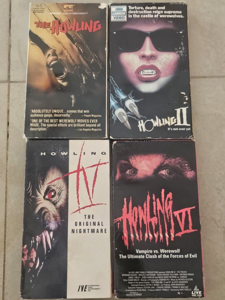 The Howling 1,2,4 And 6 VHS Tape Movies ( Lot Of 4 Movies)