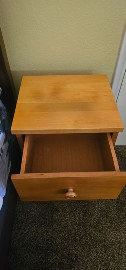 Wooden Nightstand with Single Drawer