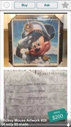 Mickey Mouse Artwork #26 of only 95 made