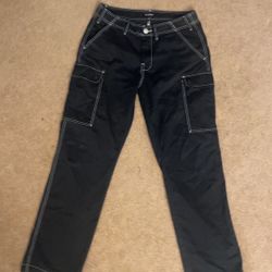 men’s small black true religion cargo pants