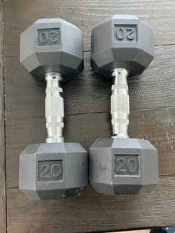 Pair of 20 lb Ignite by SPRI Rubber Hex Dumbbells (40 lbs total)