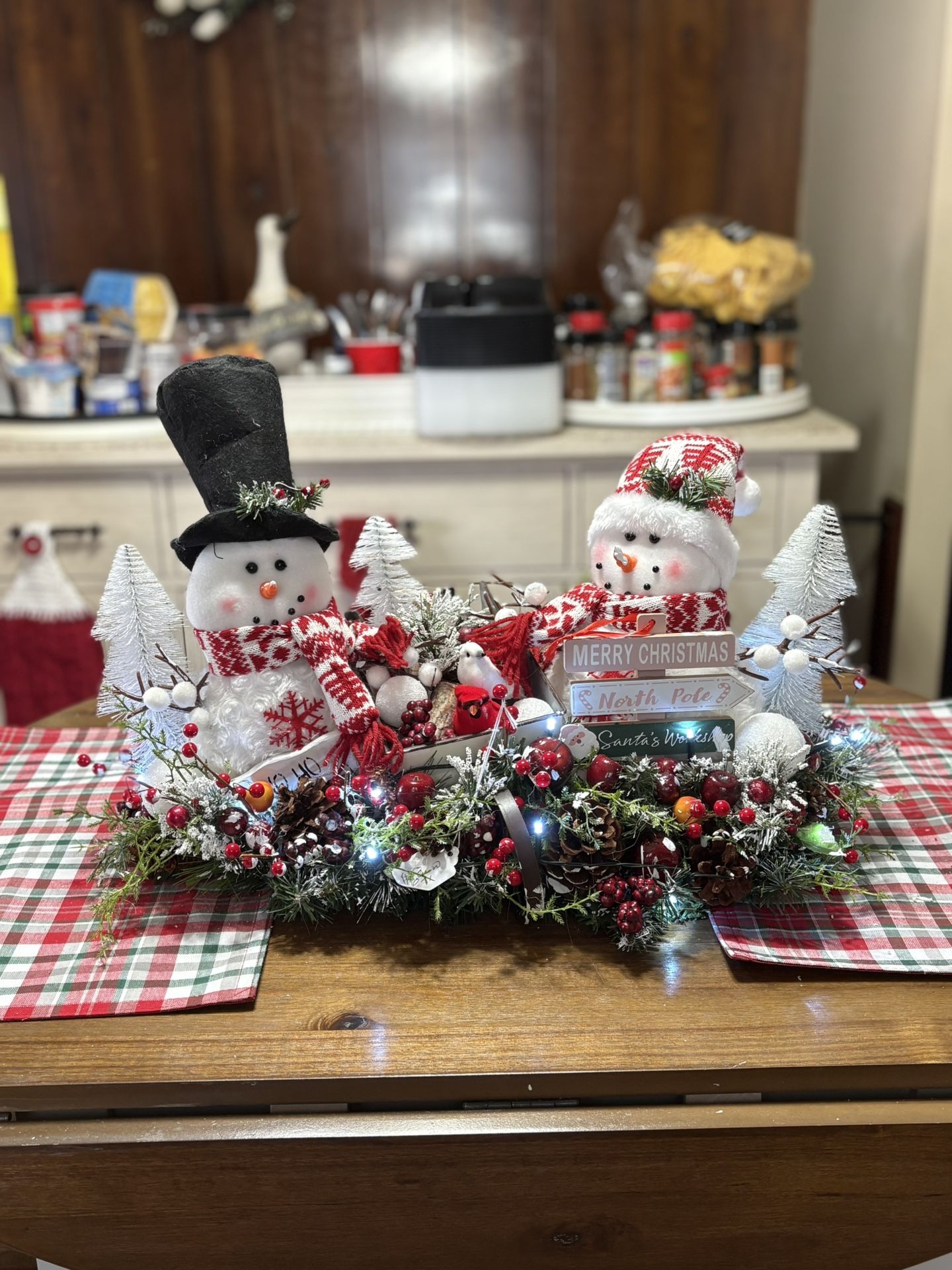 Handmade Snowman Centerpiece