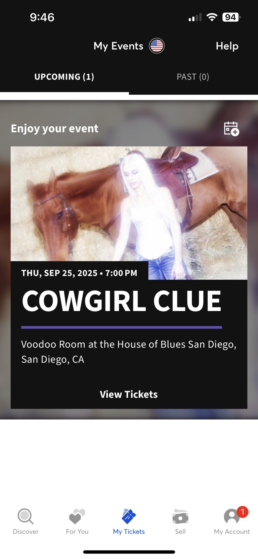 3 COWGIRL CLUE TICKETS