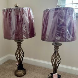 2 Burgundy/Gold Lamps