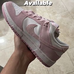 Nike Dunk Low Pink Corduroy Size 8W (6.5y)