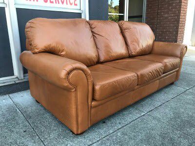 #30342 Leather Center 35” x 84” Wide Sofa