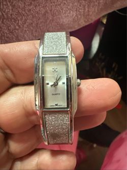 Silver Quartz Bangle Bracelet Watch