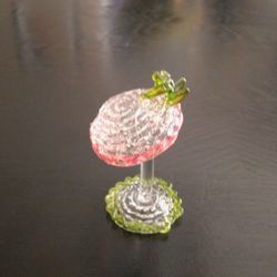 Vintage Small Glass Art Frog/Mushroom Figurine 