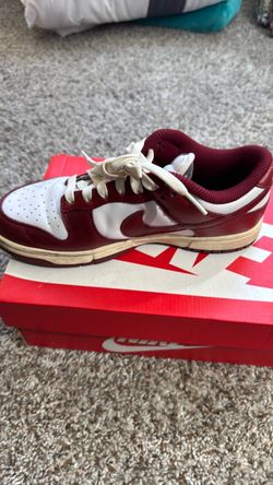 Nike Dunk Low White Dark Red Sneaker 6.5y