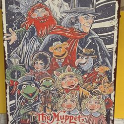 Disney The Muppets Christmas Carol Sign Tin Rustic Style 8" X 12"