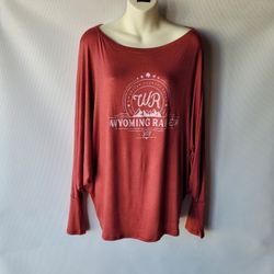NWT Wyoming Raised Women's Top Long Sleeve Oversized Loose Tunic Boat Neck Size M