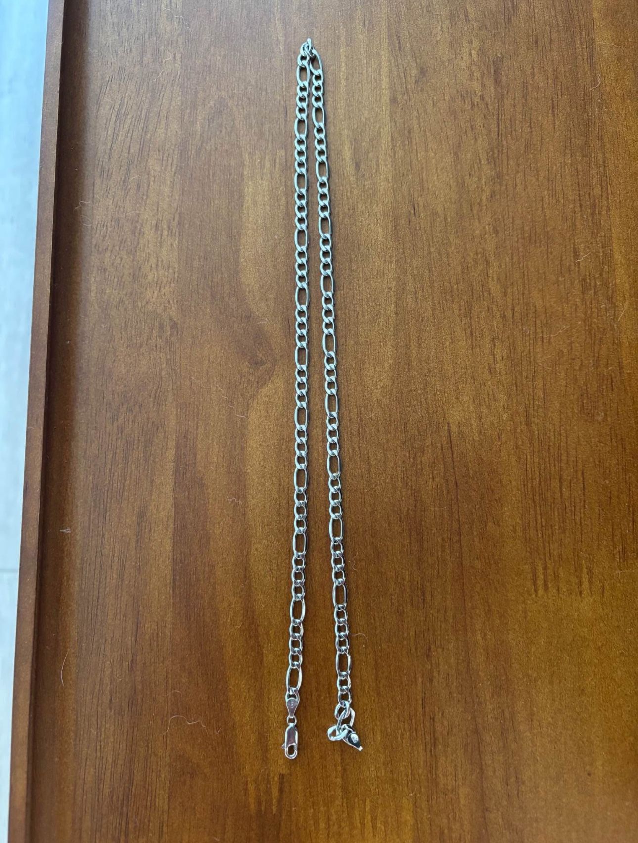 Solid 14k white gold Figaro chain