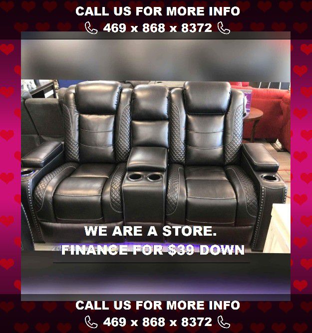 Party Time Midnight Power Reclining Living Room Set Sofa And Loveseat