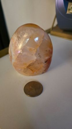Polished Carnelian Agate Crystal Egg- 231g