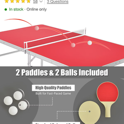 60" Portable Table Tennis Ping Pong Table