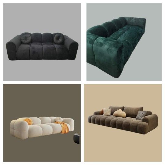 BRAND NEW 8FT SOFA COUCH VELVET BLACK