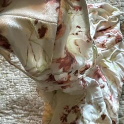 Womens BP Floral Print Crinkle Tie-Waist Mini Dress