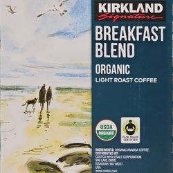 Kirkland Signature Breakfast blend Organic Light Roast Coffee 120 Pods