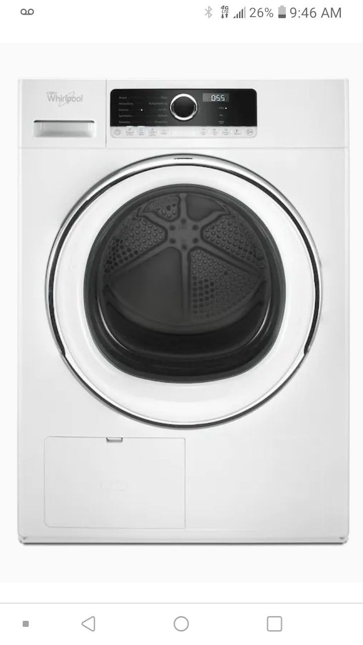 Whirlpool 4.3-cu ft Ventless Heat Pump Stackable Electric Dryer - White
Model #WHD5090GW