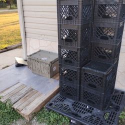 I Have 2 Storage Containers With Folding Lids And 17 Milk Crates Available 