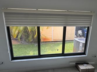 Large Black Aluminum Sliding Window with Blinds