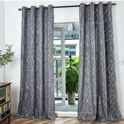 🌟NEW🌟Blackout Curtains, 2 Panels Set, Foil Tree Branches Print (52W x 84L)