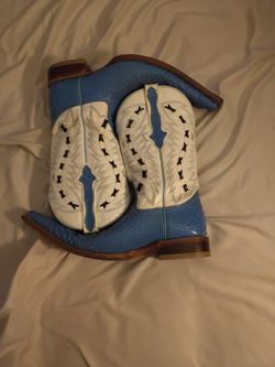 Blue And White Boots Size 8.5