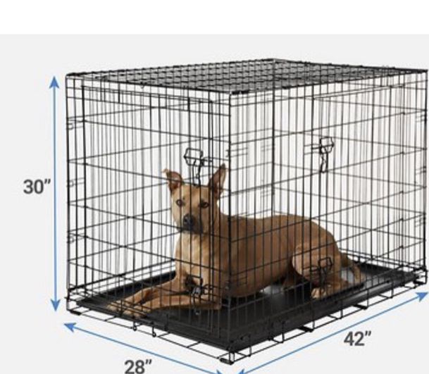 Large Wire Foldable Dog Crate 42”x28”x30