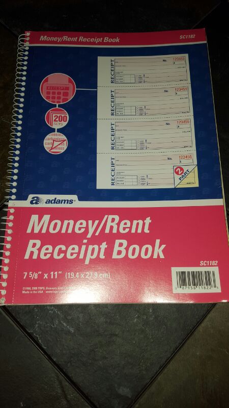 Money/Rent Receipt Book