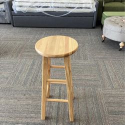 Natural Tan Wood Backless Indoor Kitchen Barstool, Fully Assembled, 29" High , New 