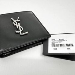 Brand New YSL Saint Laurent Cassandre  EAST WEST man’s WALLET Black Wallet Smooth Leather