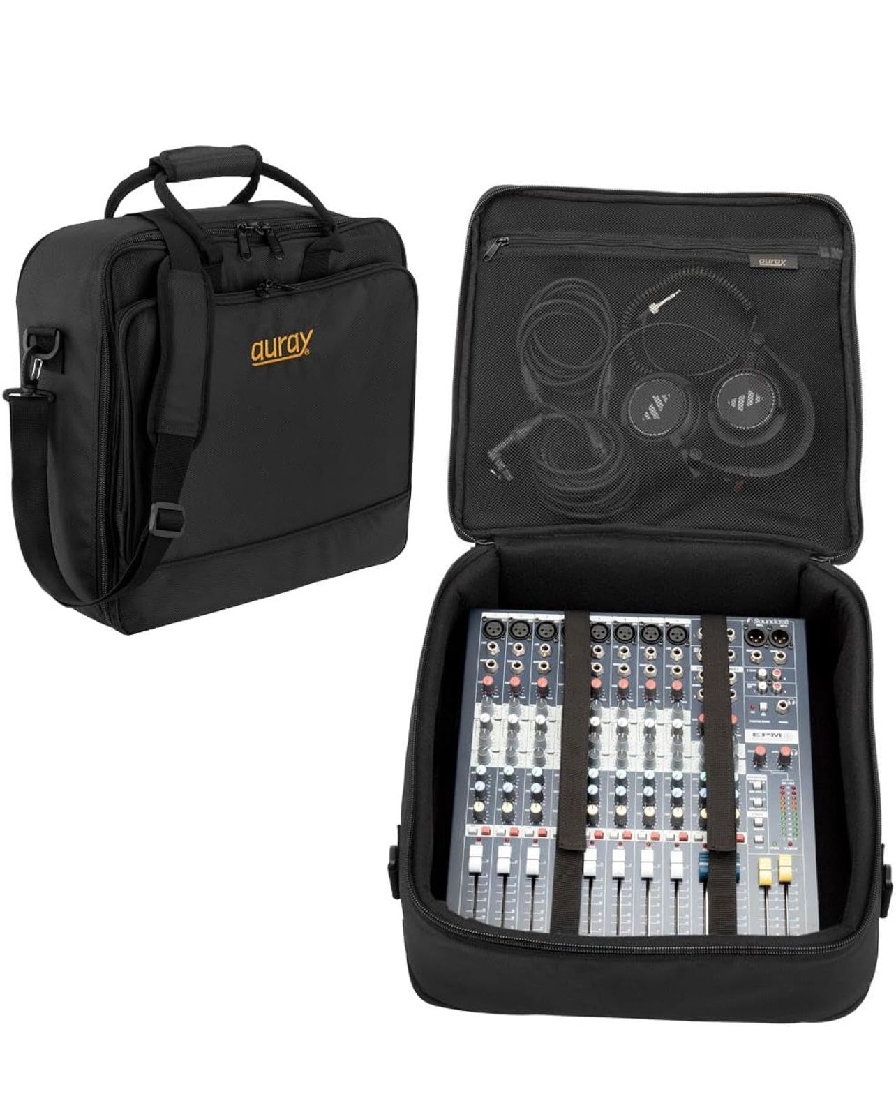 AURAY Nylon Padded Mixer Bag with Gear Protector, Removable Strap & Carry Handles - Fits Up to 15x15 inch Mixers, Weather-Resistant, Zipped Pockets -