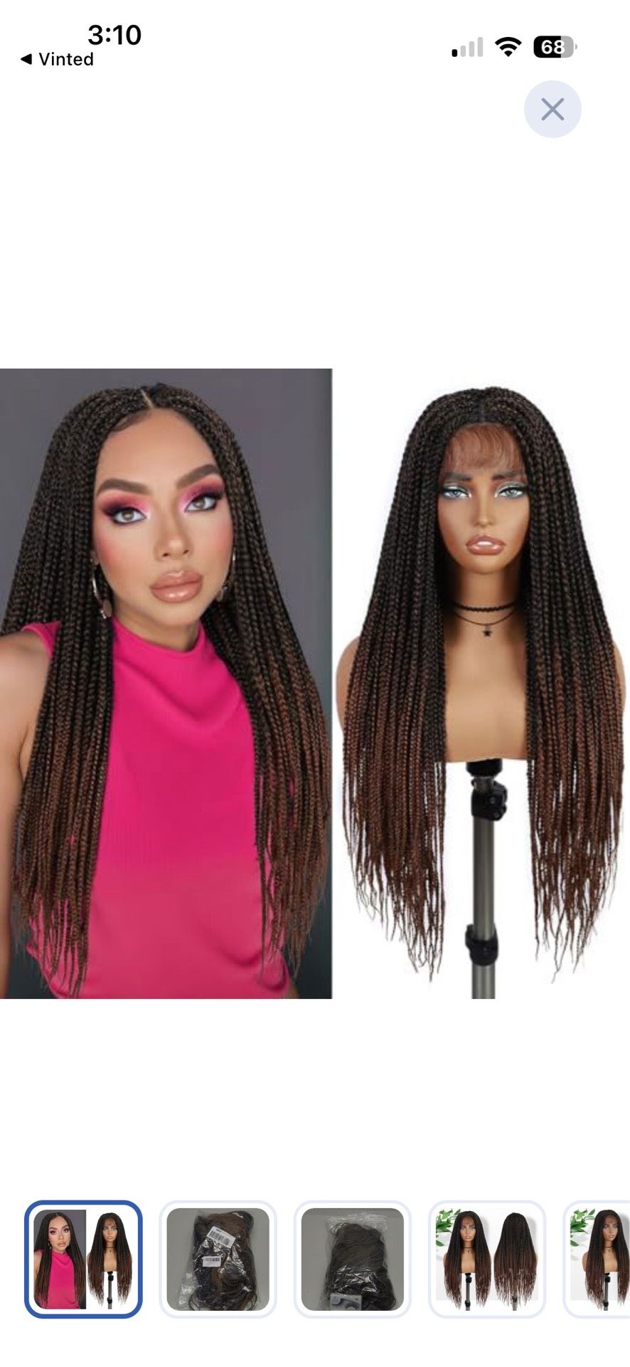 Glueless box braids hair wig