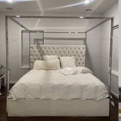 King Canopy White Bed Frame 