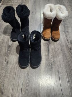 3 Pairs girls Fur-Lined Winter Boots- size 2