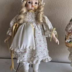 Lot 2. Vintage Spring Time Porcelain Face 17" Dolls. 