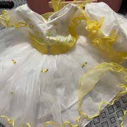 baby dress with and yellow eith cap