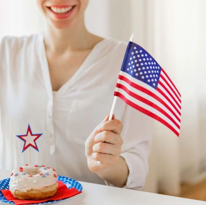 Small American Flag on Stick 8"x5"(24ct) - Independence Day Sale
