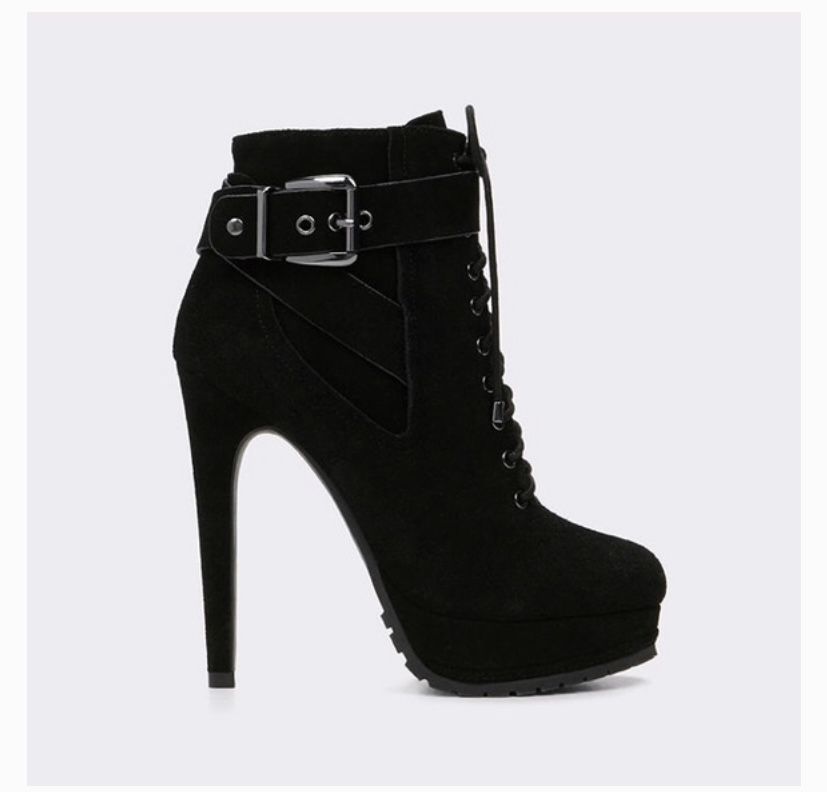 Aldo Stocklin Black Suede Platform Ankle Boot