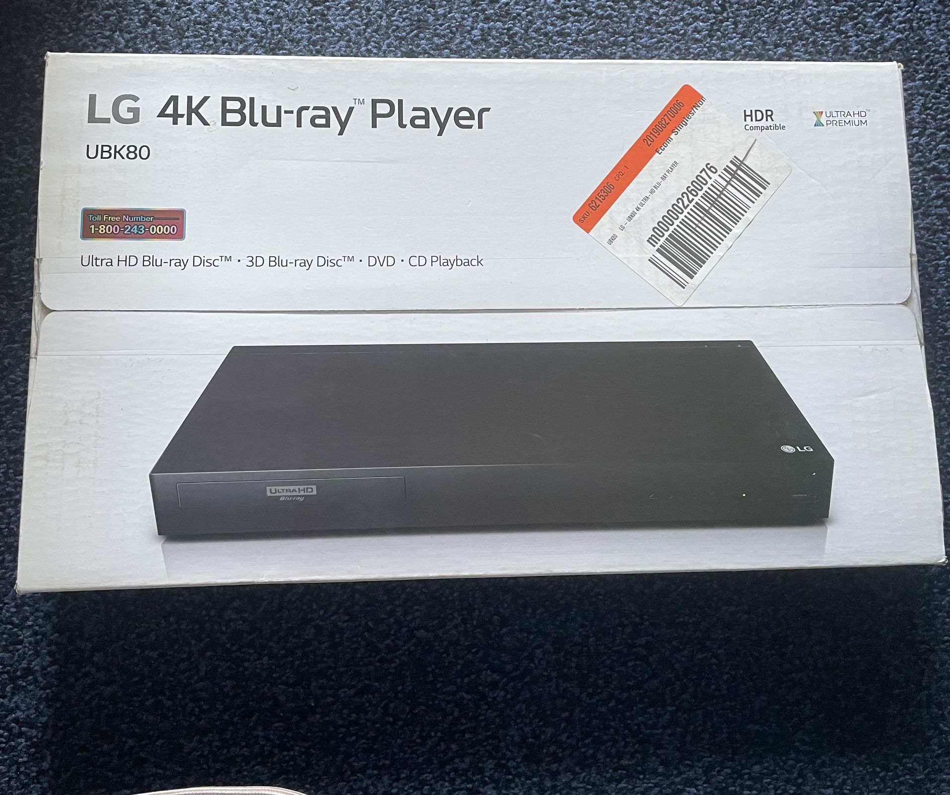 LG 4K UHD Blu-ray Player with HDR Compatibility (UBK80)