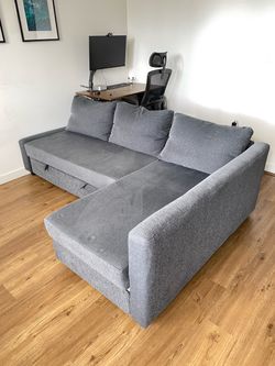 Grey Fabric L-Shape Sofa with Storage