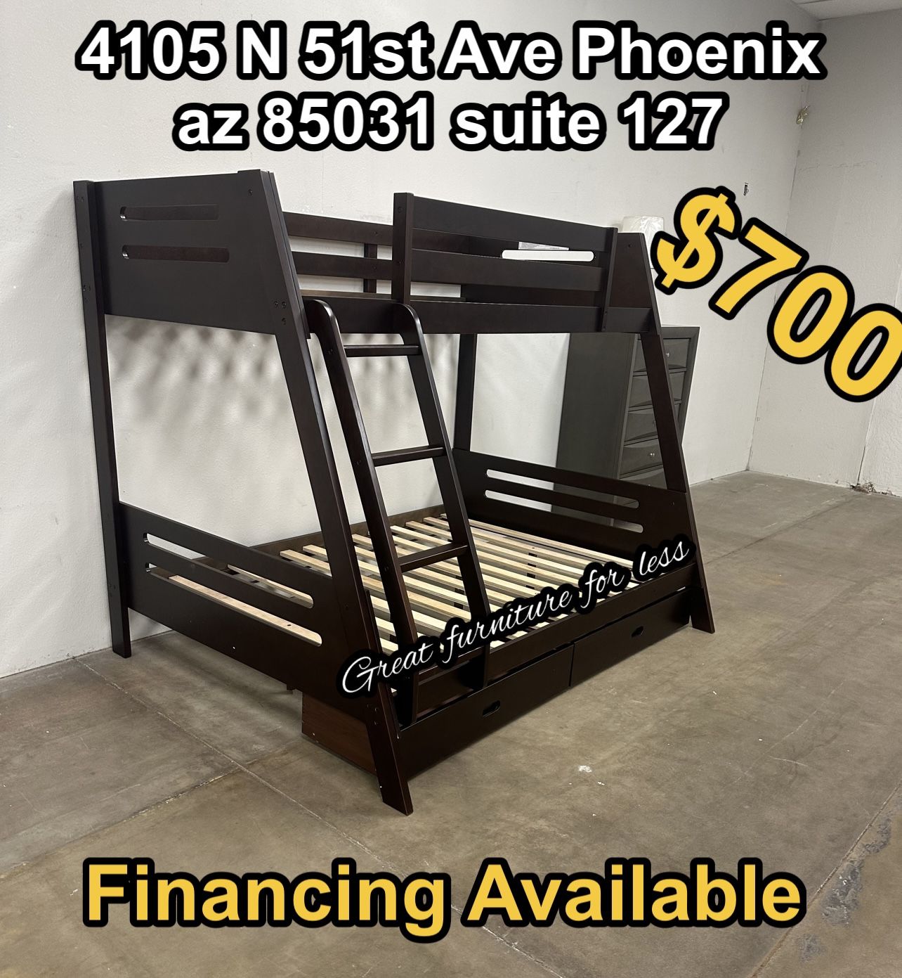 Bunk Bed Twin Over Full With Drawers Brand New