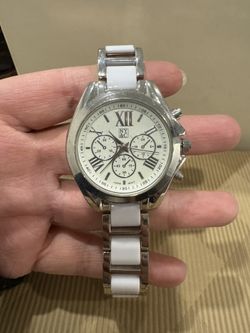 NY & C White Ceramic Link Quartz Watch