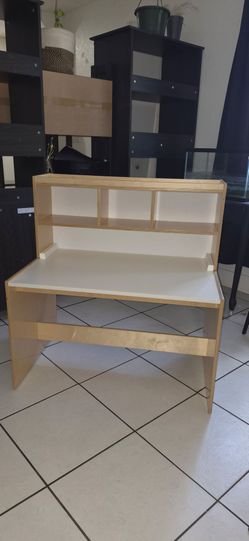 Children's Wood and White Desk with Upper Shelves